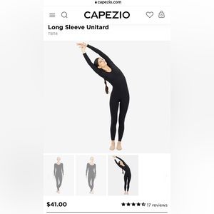 New Capezio Womens Long Sleeve Unitard, Black, XL